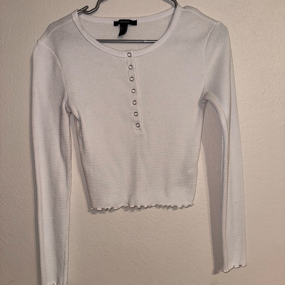 Forever 21 Ribbed Button Up Crop Top